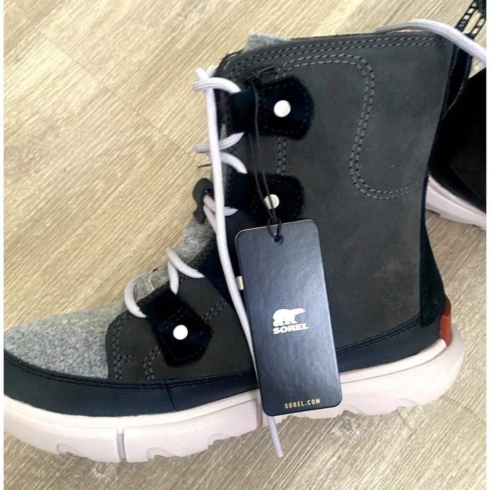SOREL US 6 EU 37  Explorer II Joan Felt‎ Winter Boots Jet Vapor New Gray Shoes